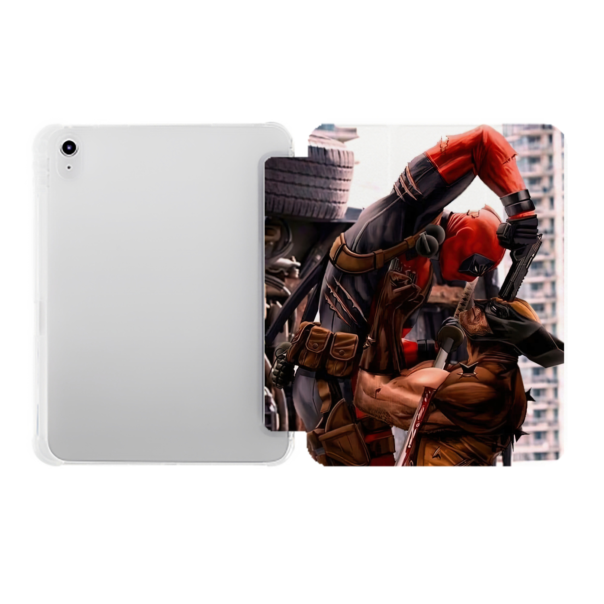 （画像用） Deadpool デッドプール IPad ケース ペン収納付き 三つ折りスタンド PUレザー×シリコン 対応機種9.5/10.5/10.9インチ